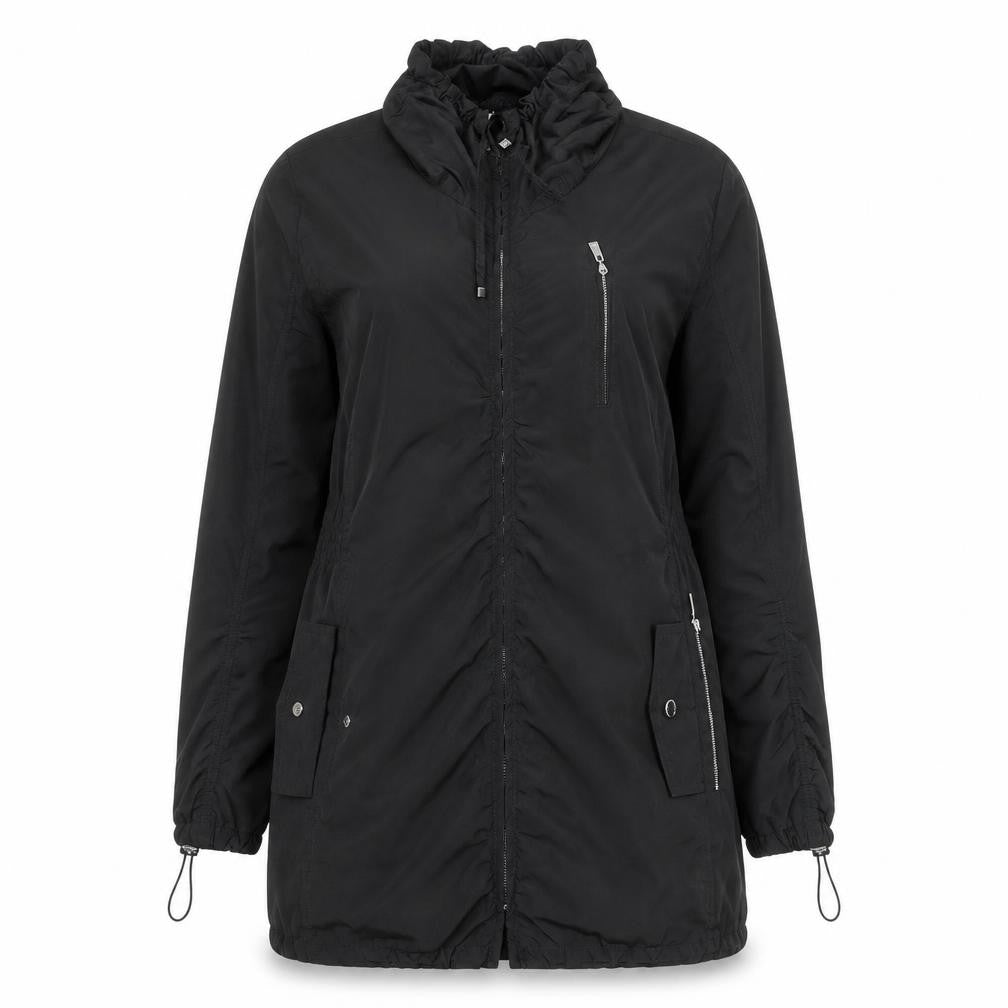 Basler Women Black Long Hooded Parka Coat Size 14