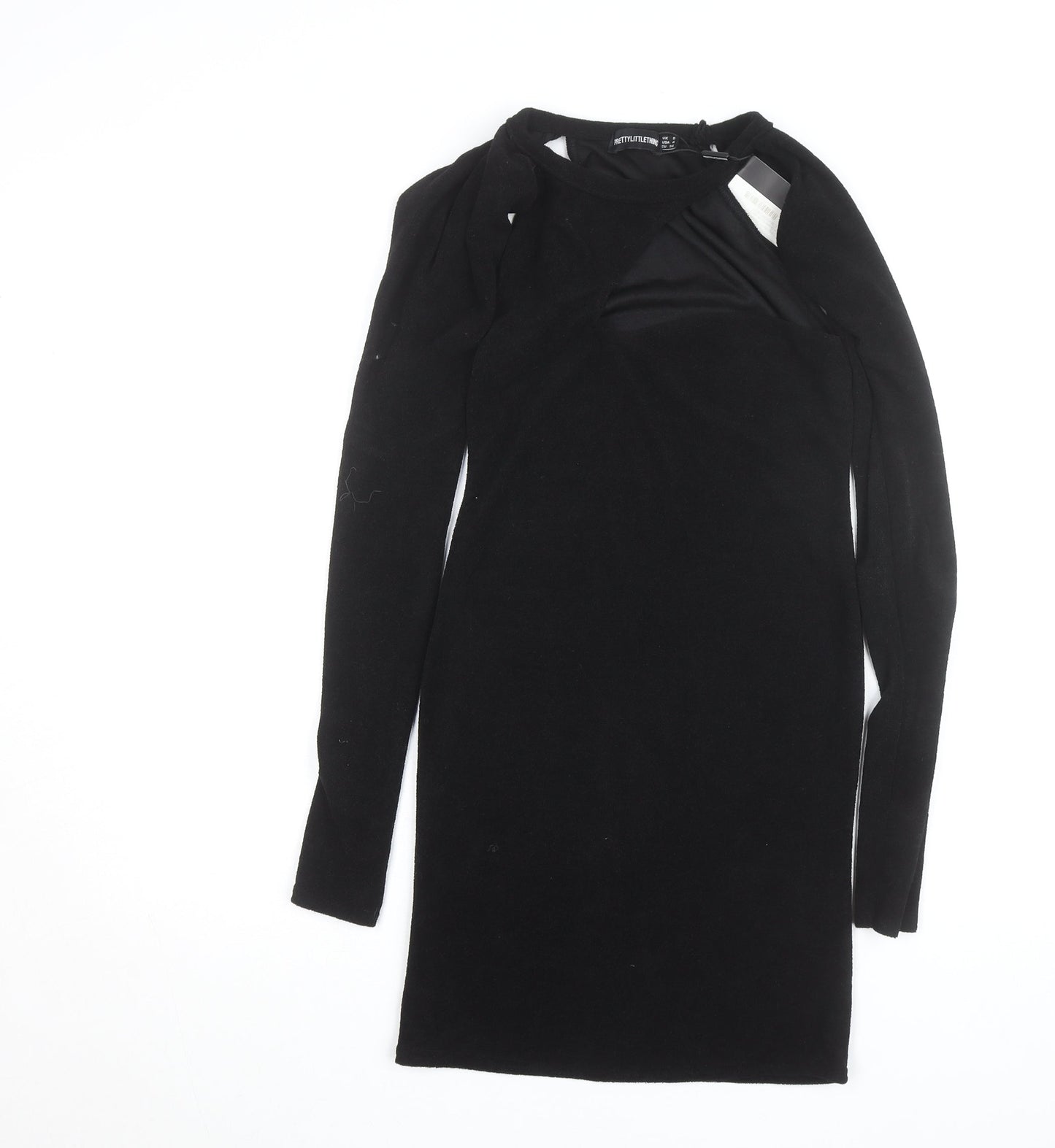 PrettyLittleThing Women's Black Size 6 Long Sleeve Bodycon Cut Out Dress