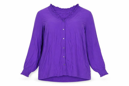 Zizzi Women’s Purple Viscose Ruffle Long Sleeve Tunic Blouse Size L