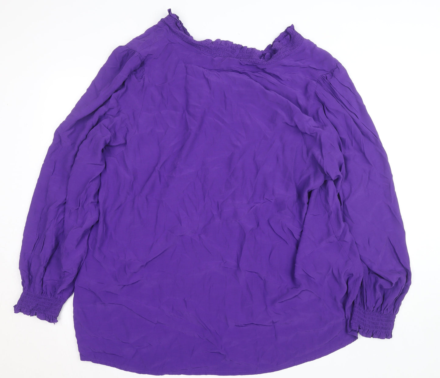 Zizzi Women’s Purple Viscose Ruffle Long Sleeve Tunic Blouse Size L