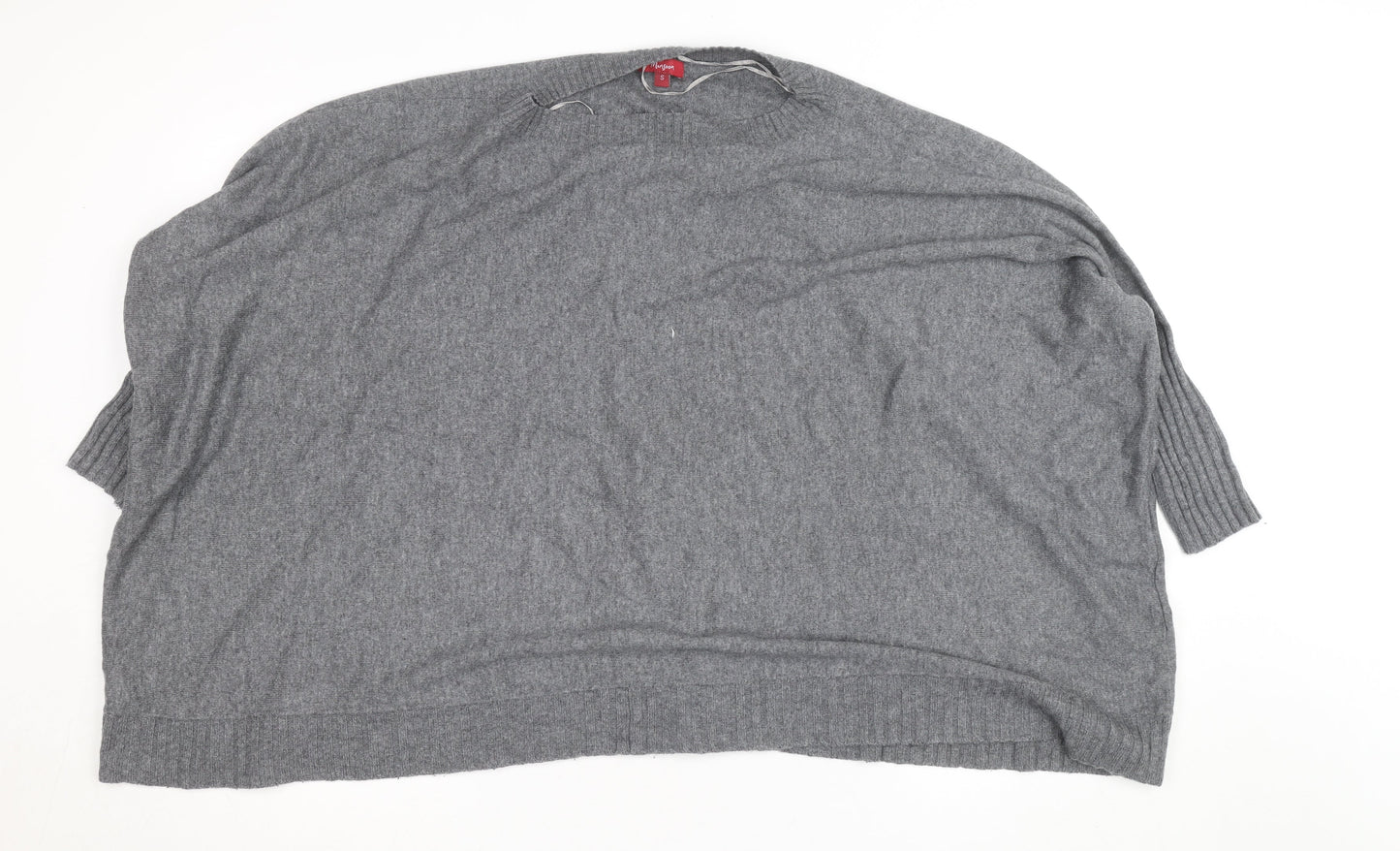 Monsoon Women Grey Knit Crew Neck 3/4 Sleeve Relaxed Jumper S