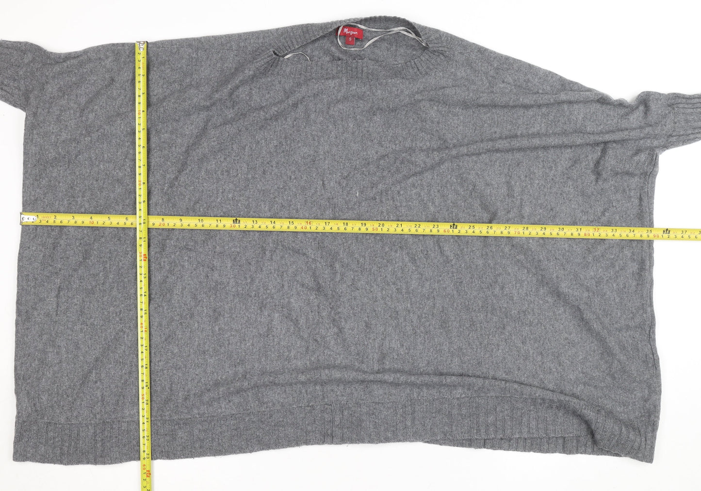Monsoon Women Grey Knit Crew Neck 3/4 Sleeve Relaxed Jumper S