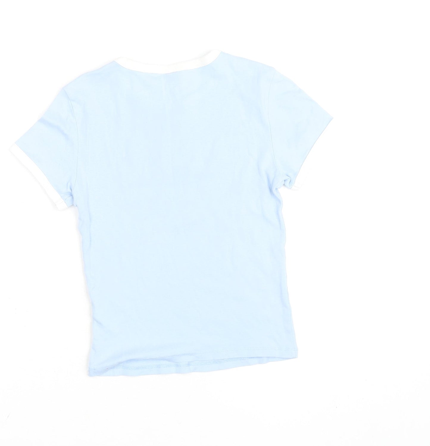 H&M Girls Blue Harvard Ringer T-Shirt XS Cotton Elastane Short Sleeve
