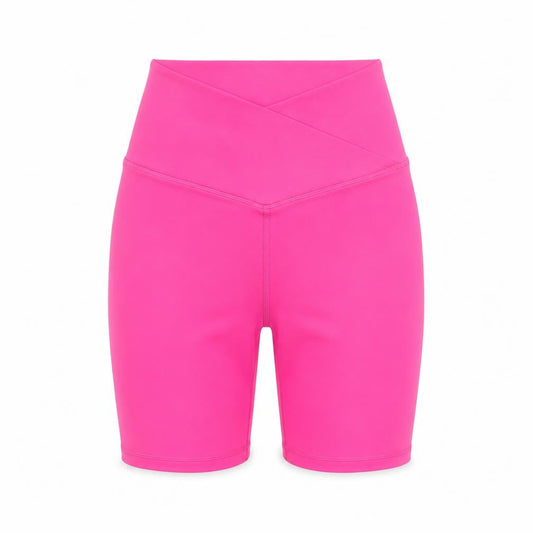 Front view of 90 Degree by Reflex women’s pink xs biker shorts yoga gym activewear