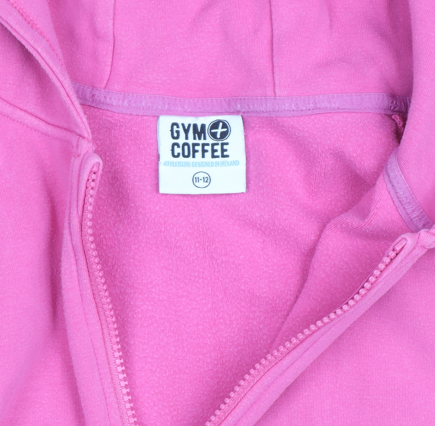 Gym+Coffee Girls Pink Full Zip Hoodie 11-12 Years Hooded Fleece Sweatshirt