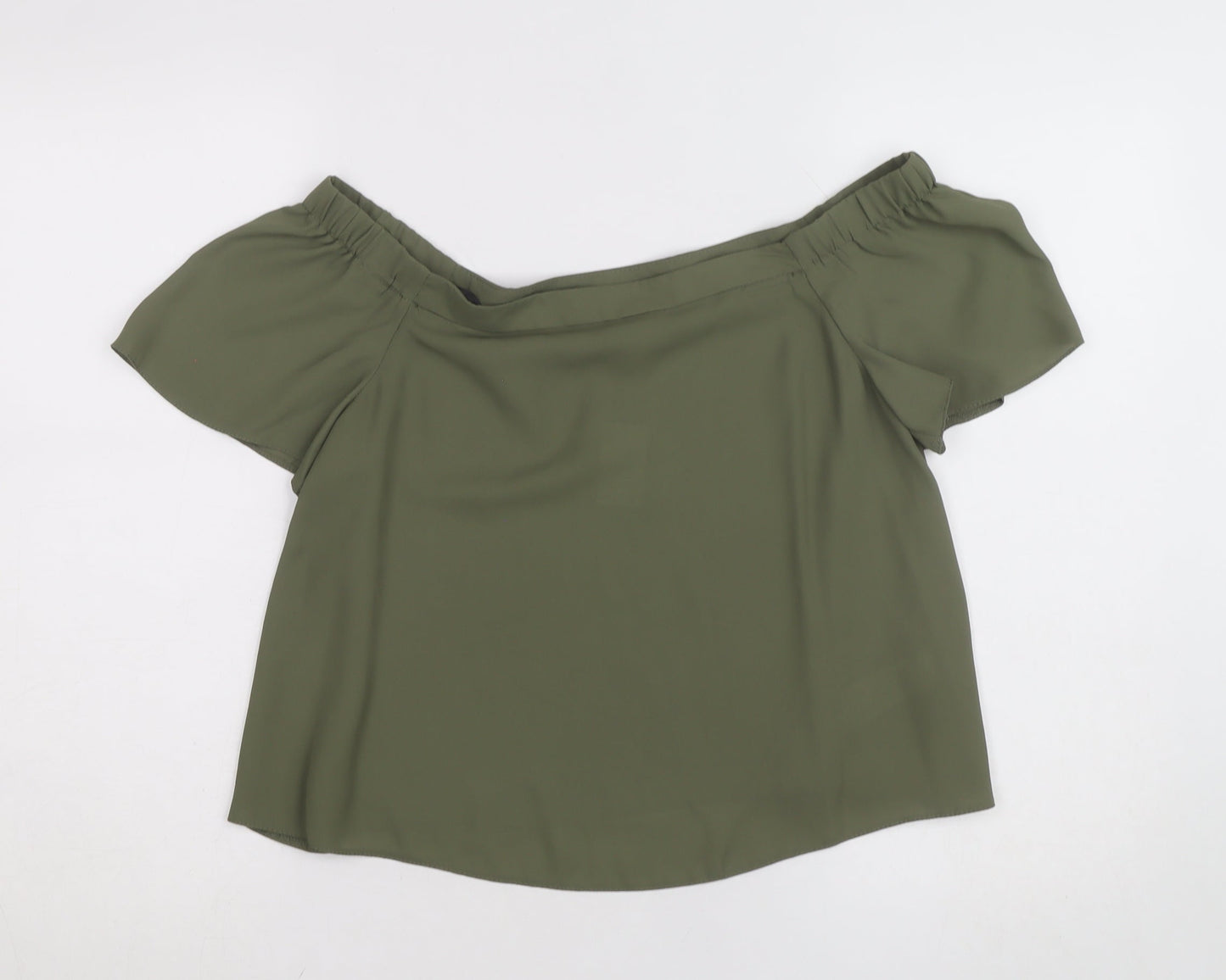 New Look Women's Green Off Shoulder Chiffon Blouse Size 10