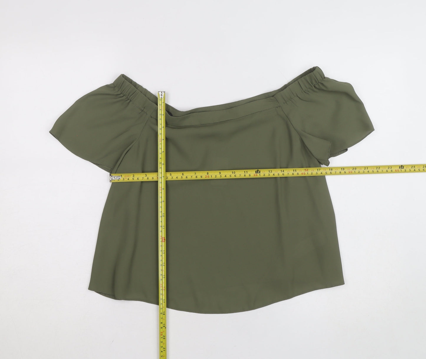 New Look Women's Green Off Shoulder Chiffon Blouse Size 10
