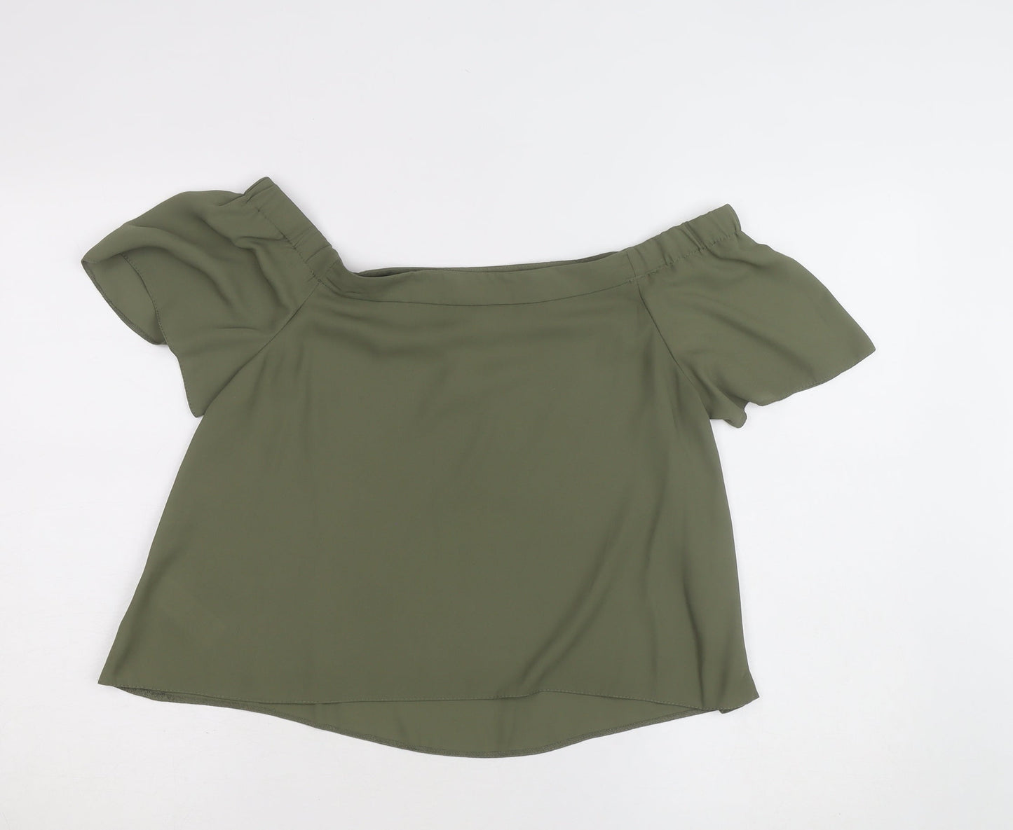 New Look Women's Green Off Shoulder Chiffon Blouse Size 10