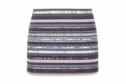 Zara Womens Multicoloured Sequin Striped Short Pencil Skirt Size S