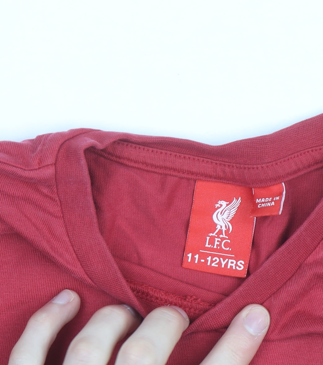 Liverpool FC Boys Red Short Sleeve T-Shirt 11-12 Years Crew Neck Sports Tee