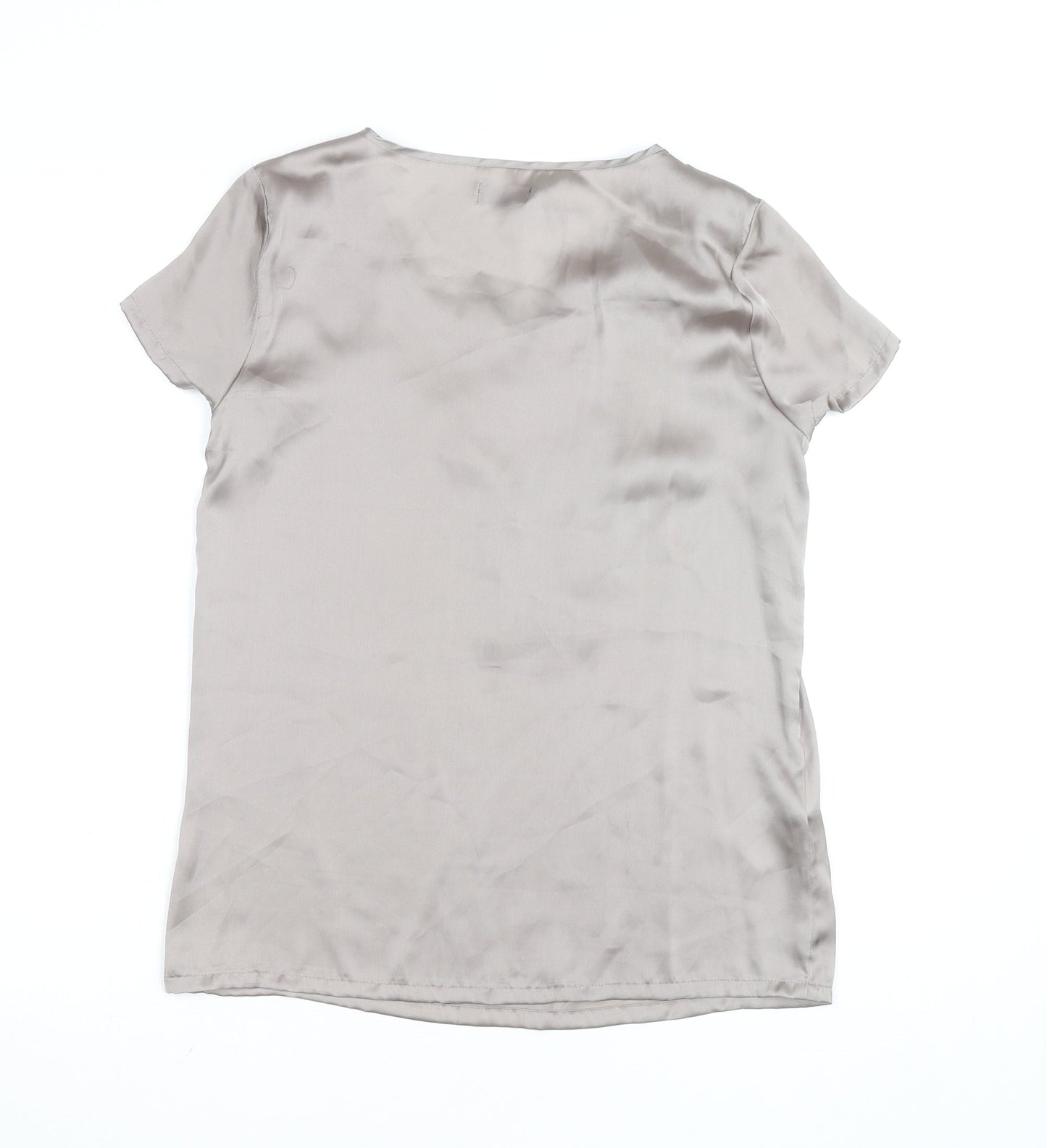 Vero Moda Women’s Beige Satin Ruffle Short Sleeve Blouse Size S