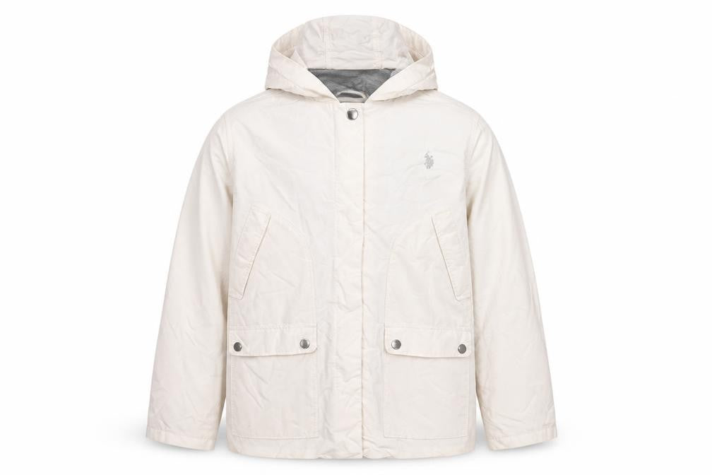 U.S. Polo Assn. Men's Ivory Hooded Rain Jacket Size L