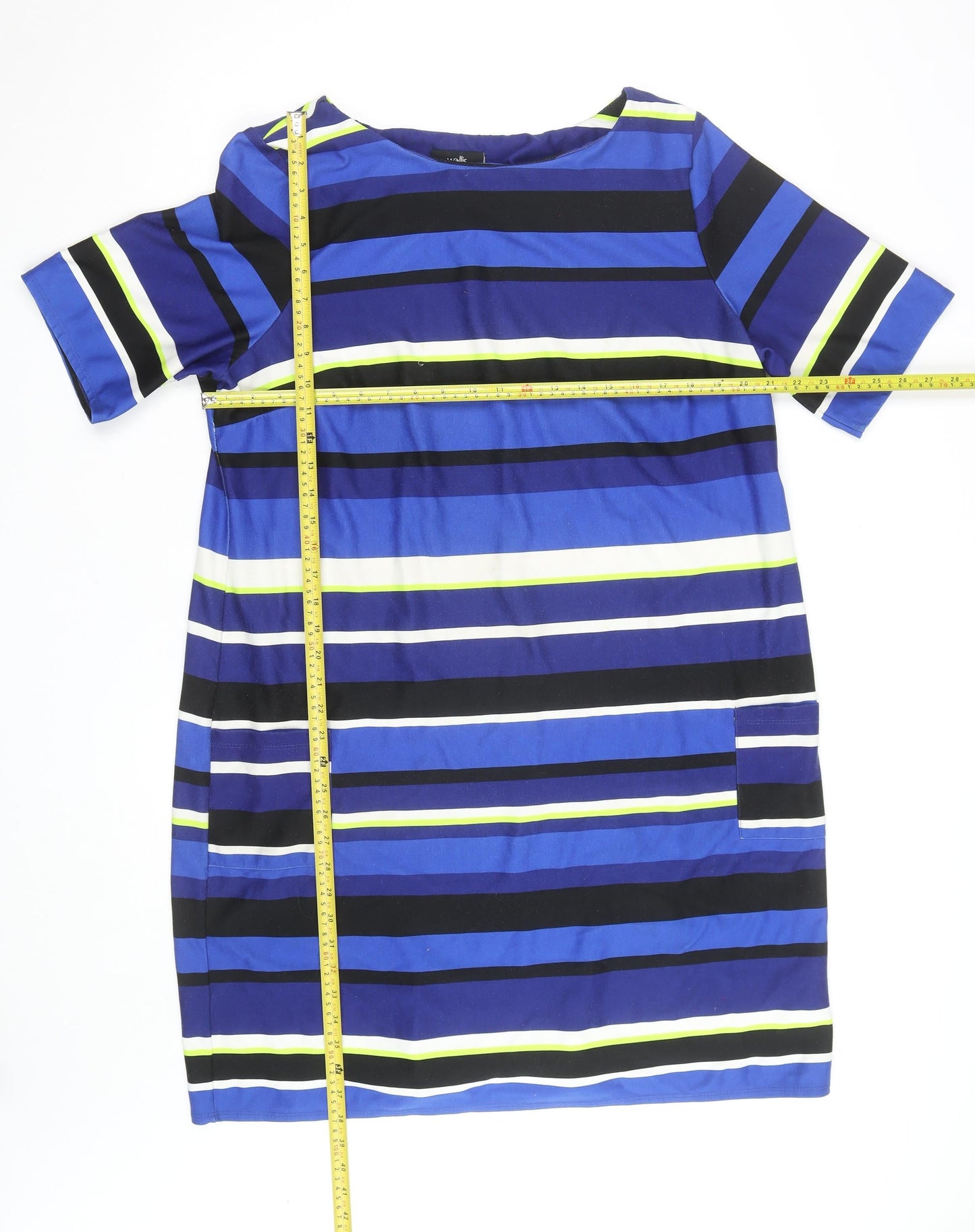 Wallis Women’s Blue Striped Shift Dress Size 18 Half Sleeve Workwear