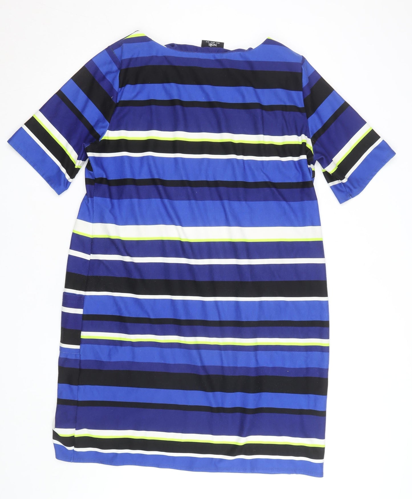 Wallis Women’s Blue Striped Shift Dress Size 18 Half Sleeve Workwear
