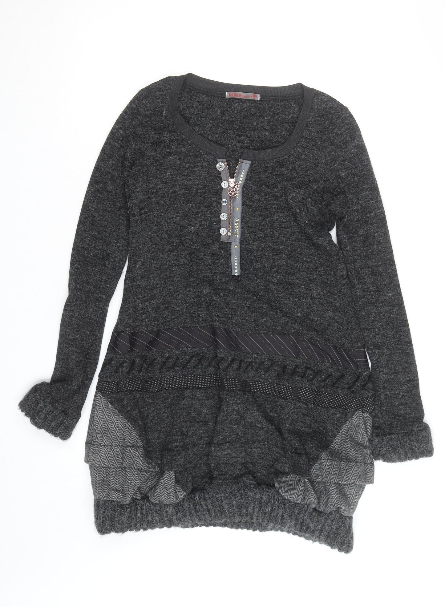 SOGO Collection Women’s Grey Knit Jumper Dress Size M Long Sleeve