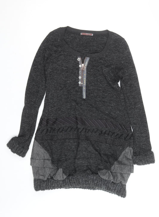 SOGO Collection Women’s Grey Knit Jumper Dress Size M Long Sleeve