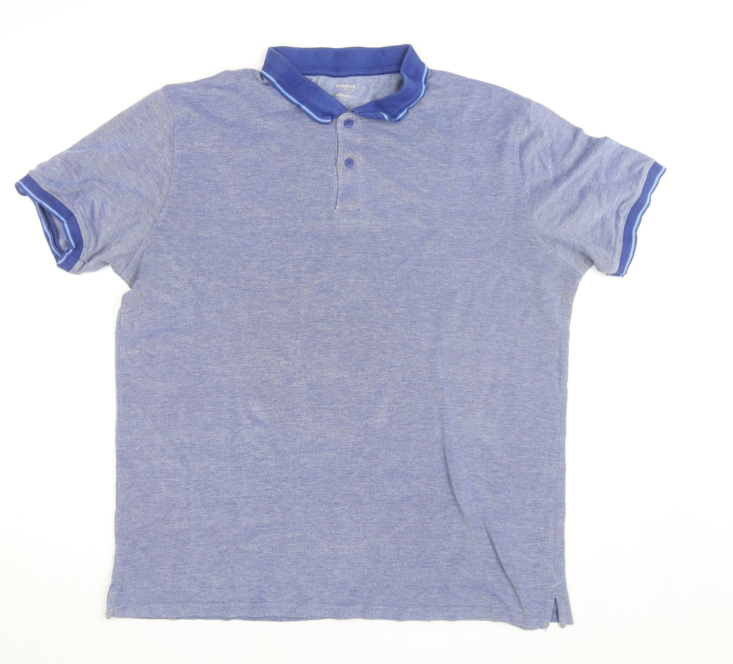 Dunnes Stores Men's Blue Regular Fit Cotton Blend Polo Shirt XL