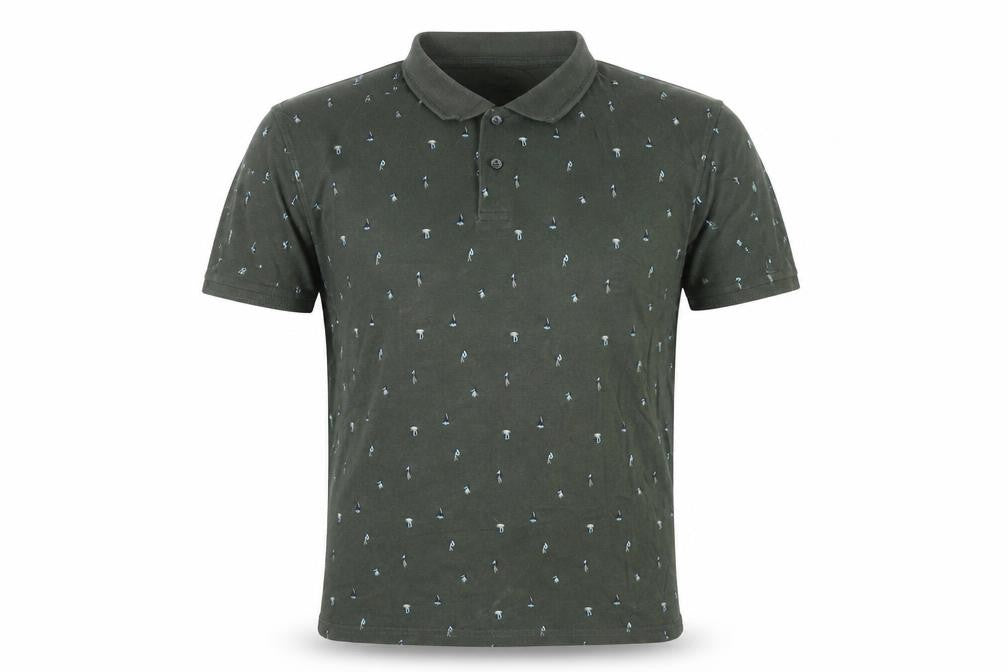 Dunnes Men’s Green Floral Cotton Polo Shirt XL Regular Fit
