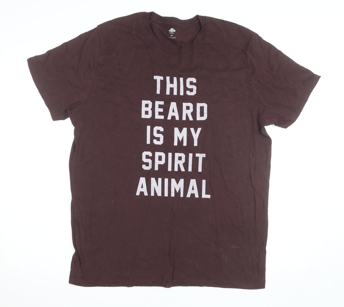 Old Navy Men’s Brown Funny Slogan T-Shirt Size L Cotton Crew Neck