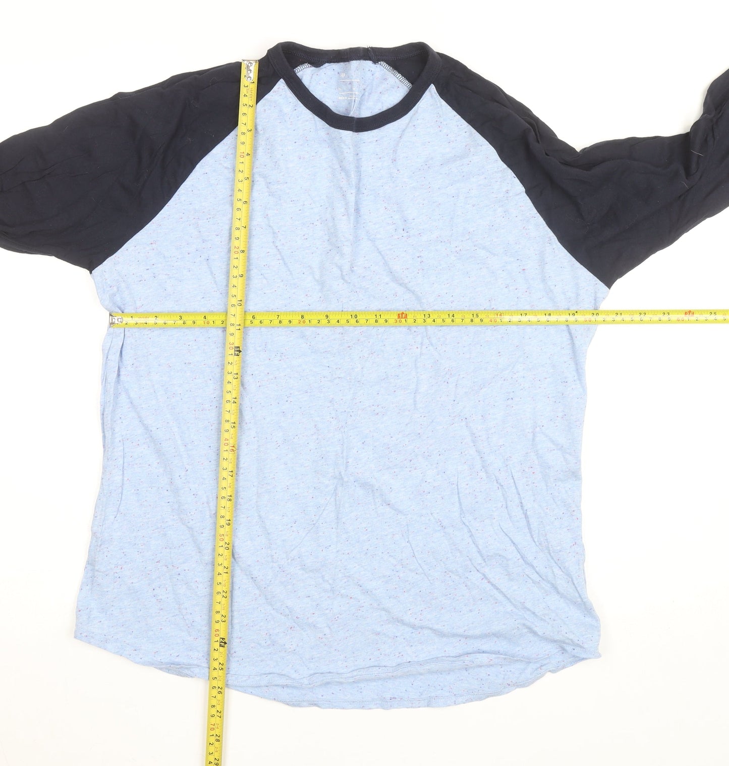 Gap Men's Blue Colourblock 3/4 Sleeve Cotton Blend Top Size L