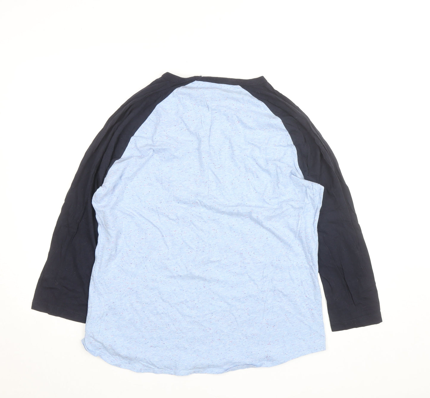 Gap Men's Blue Colourblock 3/4 Sleeve Cotton Blend Top Size L