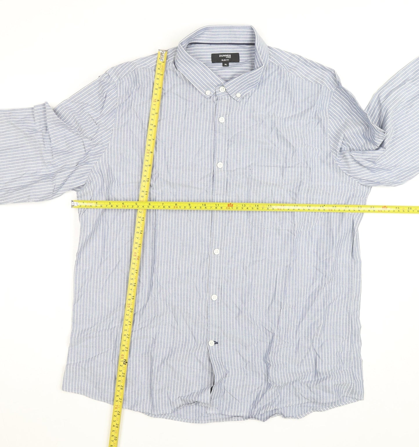 Dunnes Stores Men's Blue Striped Slim Fit Button-Up Shirt XL