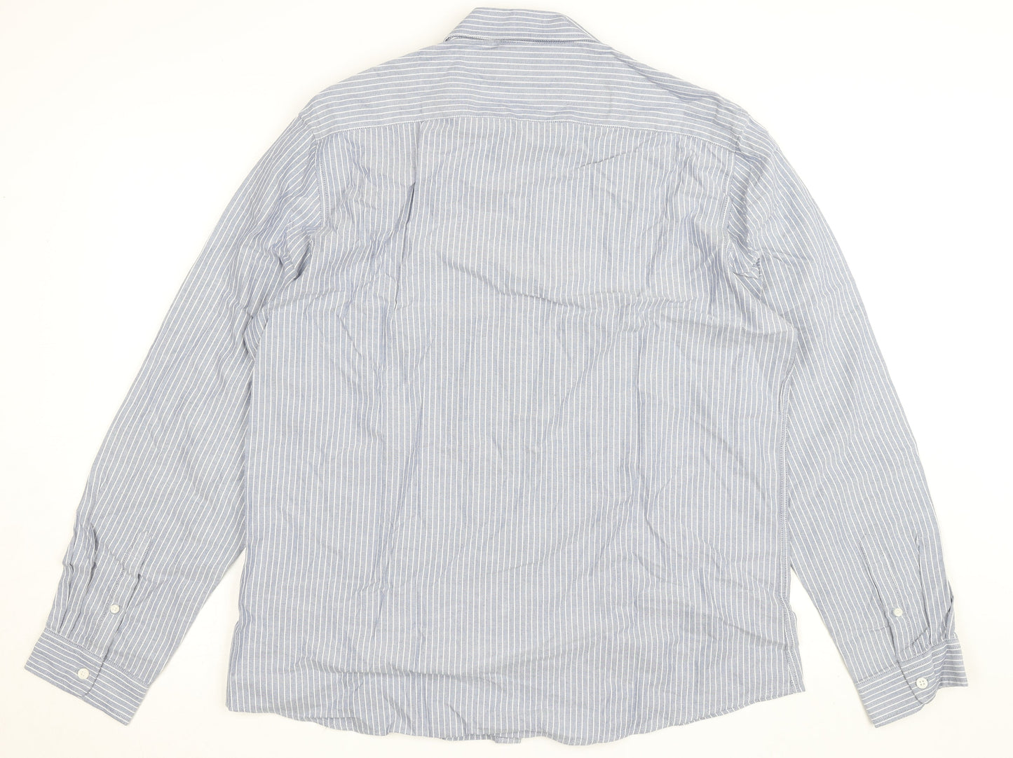 Dunnes Stores Men's Blue Striped Slim Fit Button-Up Shirt XL