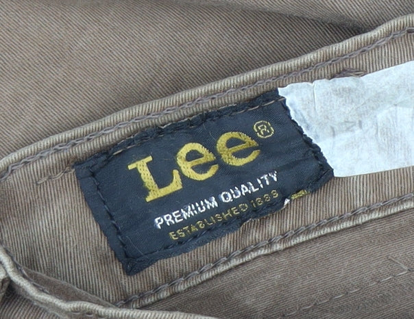 Lee Men's Brown Chino Trousers W34 L34 Regular Fit Cotton