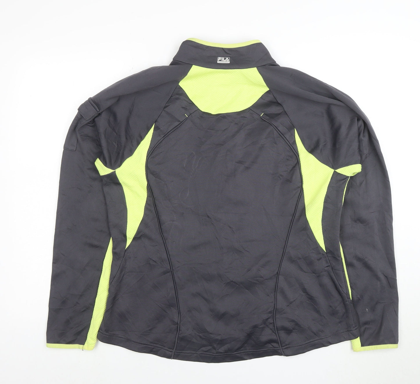 Fila Women Grey & Lime Full Zip Hoodie XL Polyester Activewear