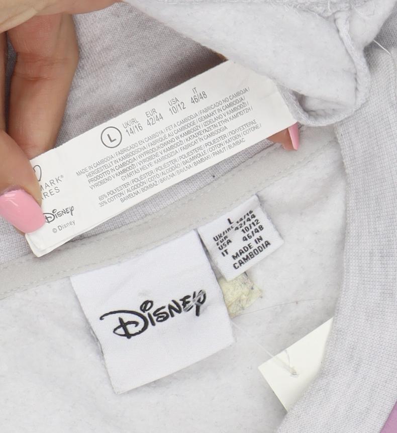 Disney Women Grey Stitch Pullover Sweatshirt Size L