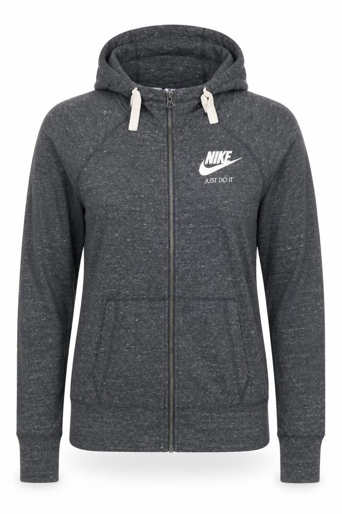 Nike Women's Grey Full Zip Hoodie Medium Just Do It Logo