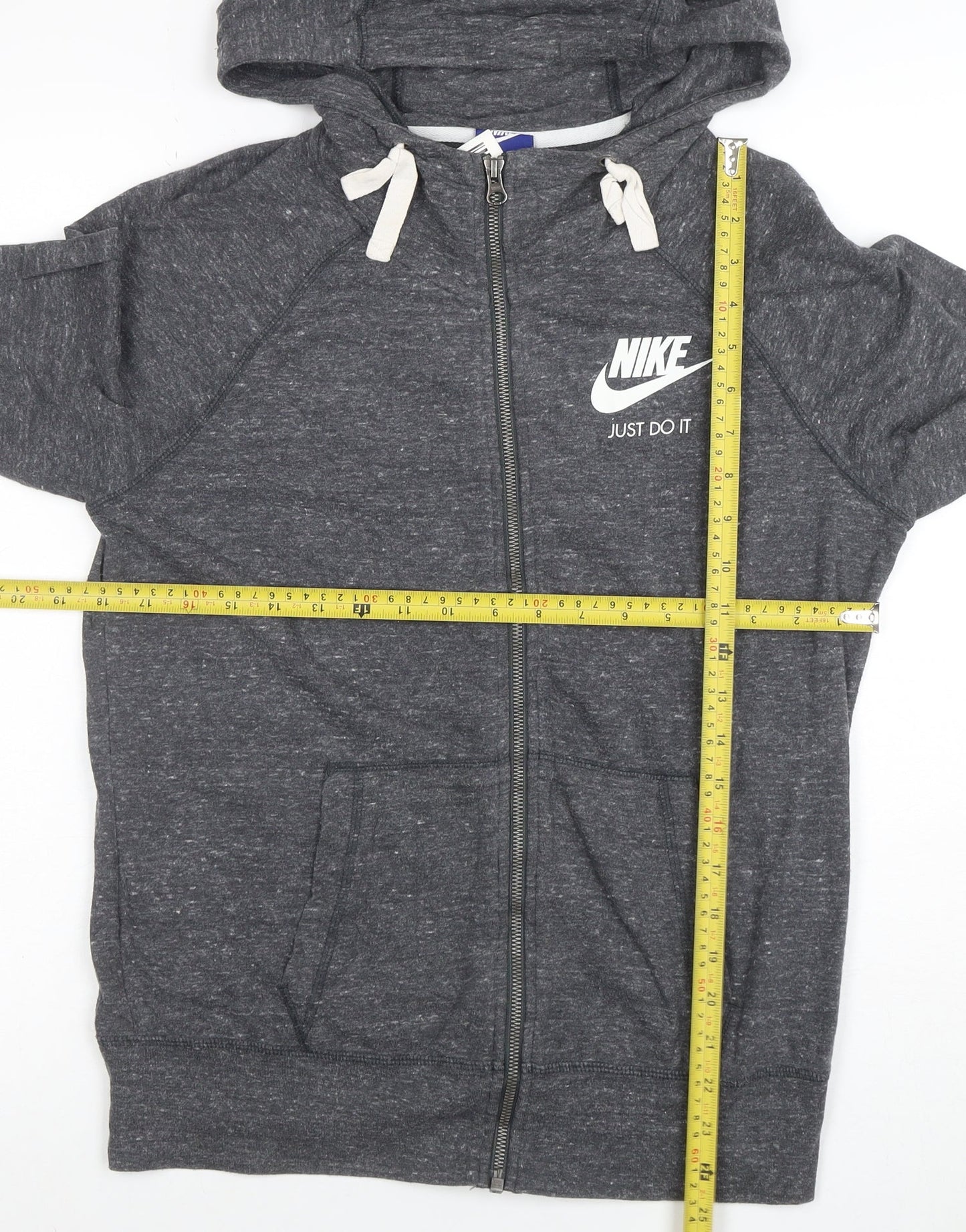 Nike Women's Grey Full Zip Hoodie Medium Just Do It Logo