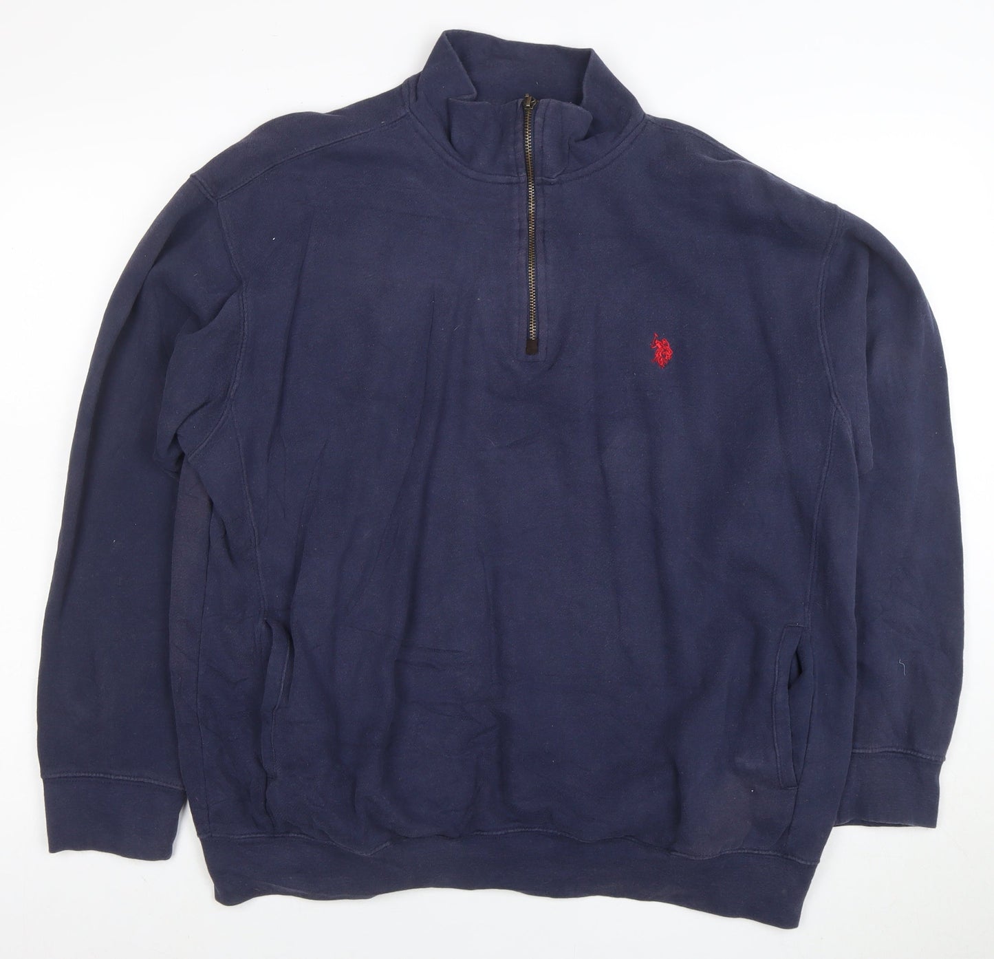 U.S. Polo Assn. Men's Blue 1/4 Zip Sweatshirt Size L Cotton Blend