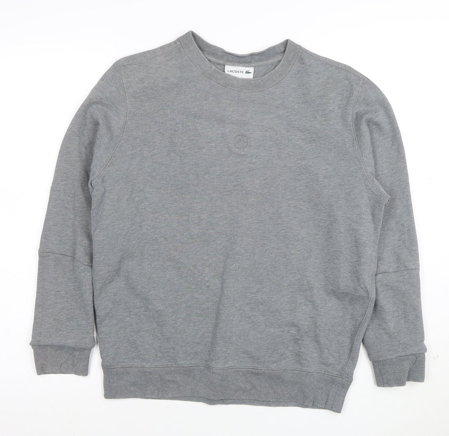 Lacoste Women's Grey Cotton Crew Neck Pullover Sweatshirt Size S