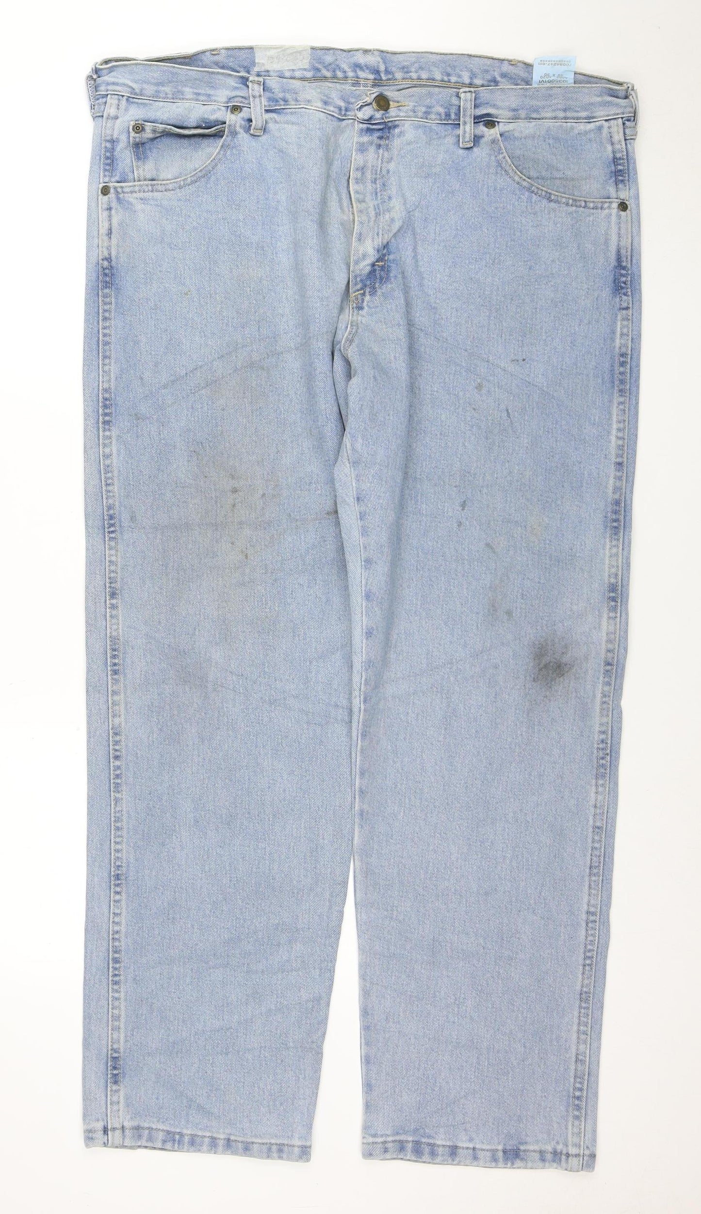 Wrangler Men Blue Light Wash Regular Fit Straight Jeans 40x30