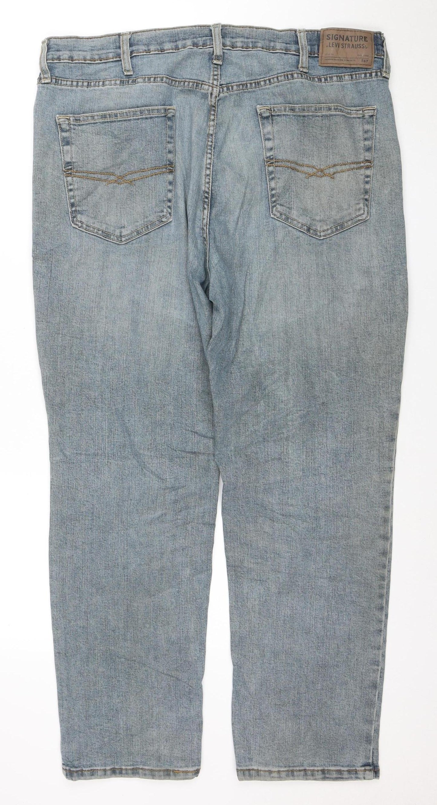 Levi Strauss Men's Blue 38x30 Regular Fit Straight Denim Jeans