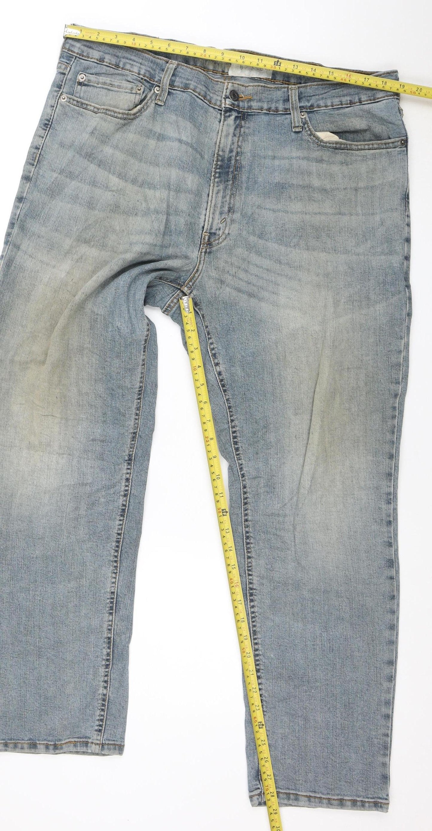 Levi Strauss Men's Blue 38x30 Regular Fit Straight Denim Jeans