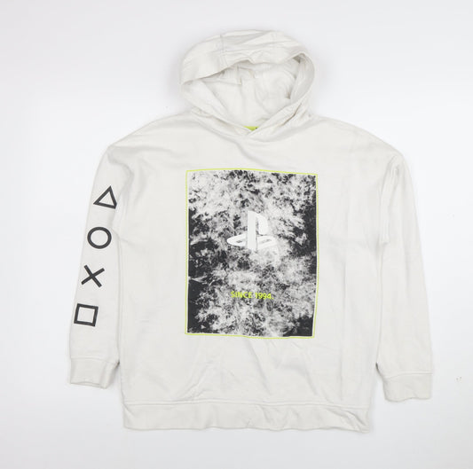 PlayStation Boys White Pullover Hoodie 11-12 Years Graphic Print Gamer