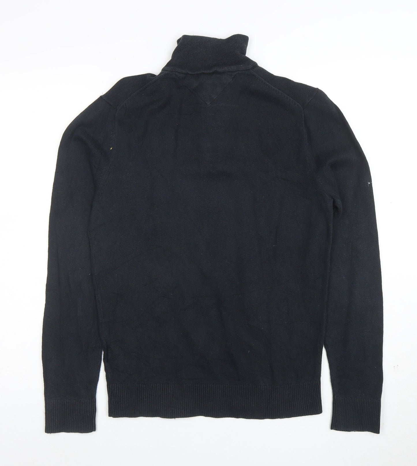 Tommy Hilfiger Men's Black S 1/2 Zip Cotton Cashmere Jumper