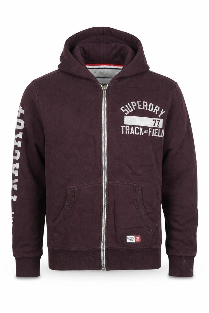 Superdry Men's Purple Full Zip Hoodie Size S Track & Field Logo