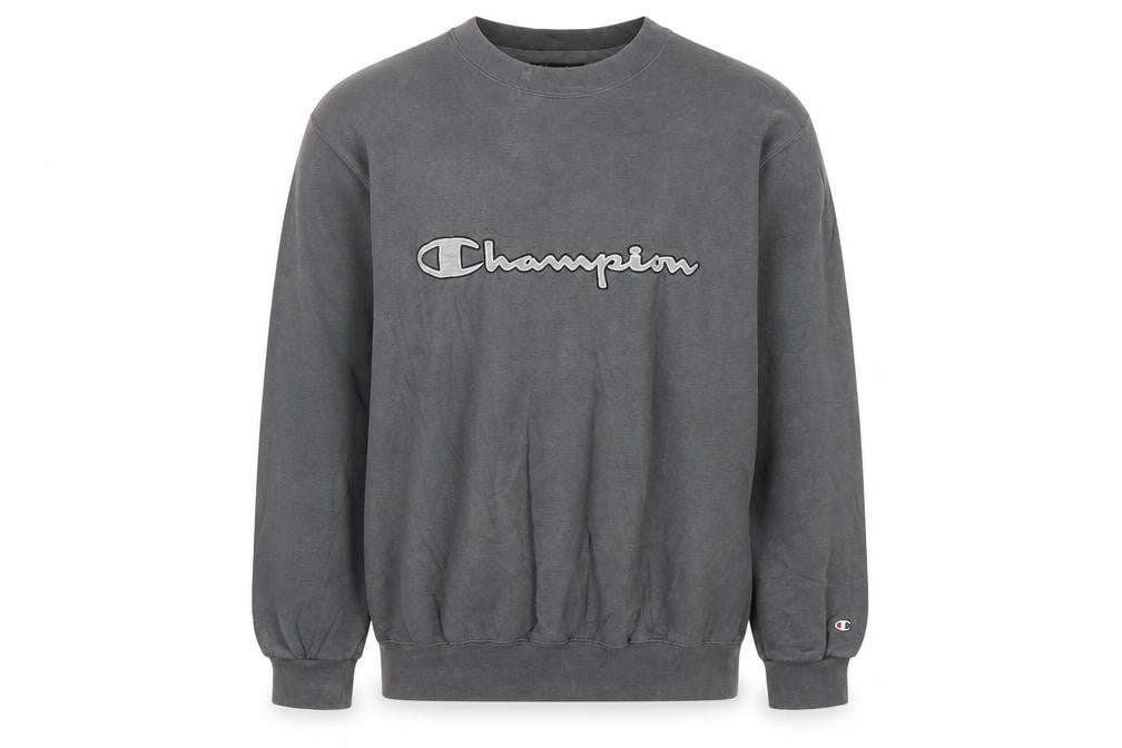 Champion Mens Grey L Pullover Sweatshirt Logo Crew Neck