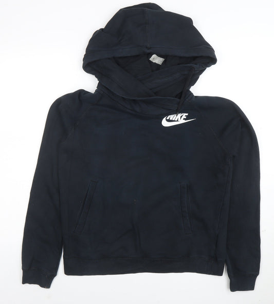 Nike Women’s Black Pullover Hoodie Size M Cotton Blend Logo Sweatshirt