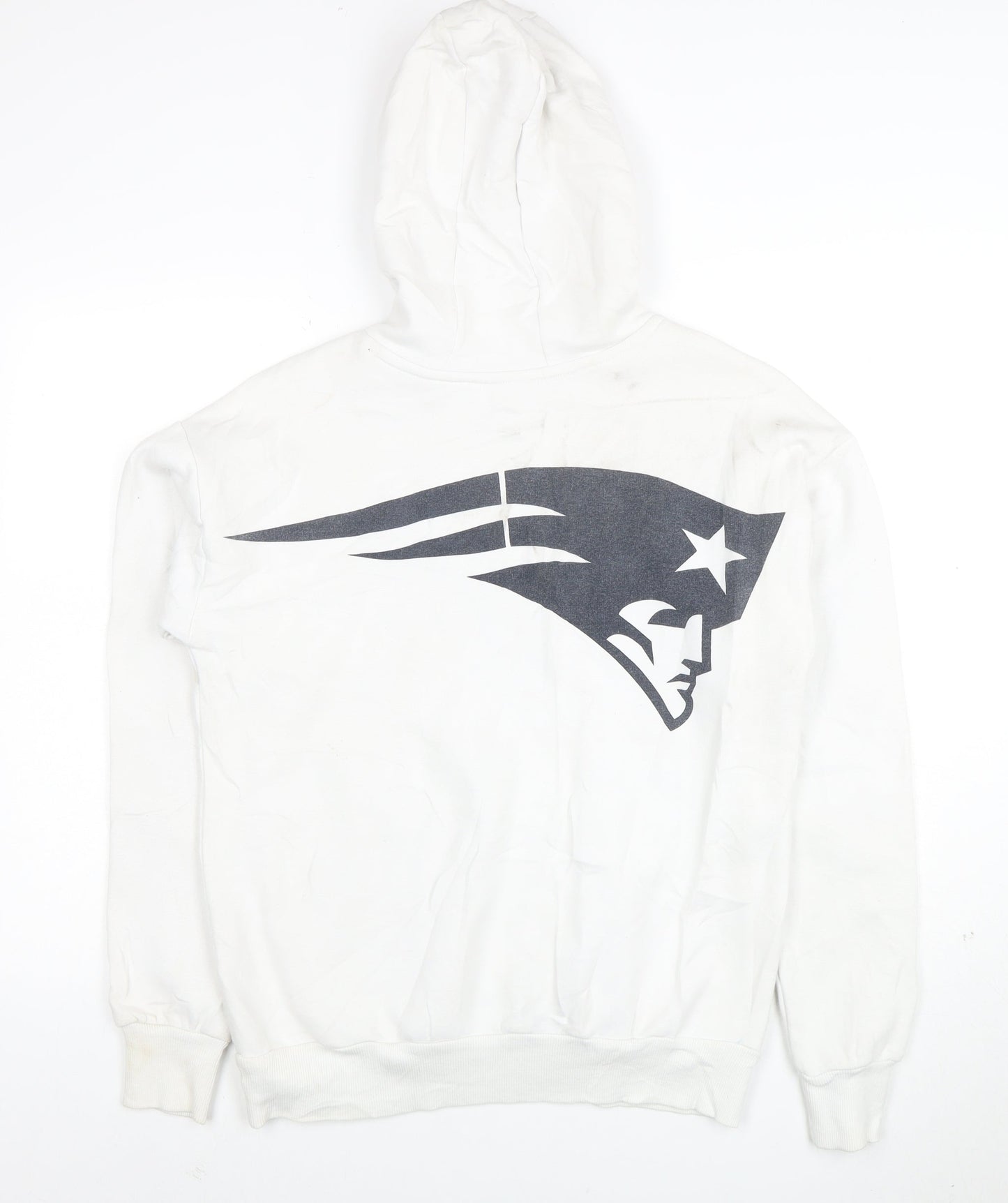 Primark NFL Patriots Men's White Pullover Hoodie Size S Regular Fit