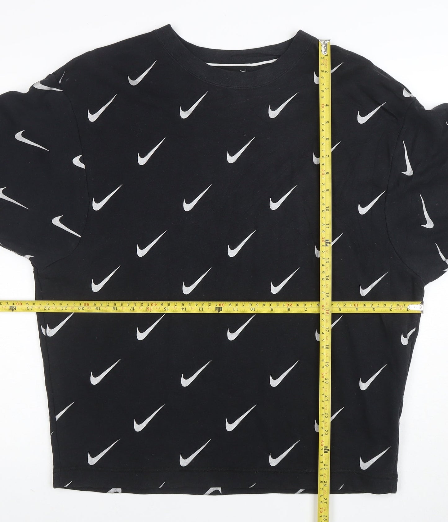 Nike Women's Black Swoosh Print Long Sleeve Pullover Sweatshirt Size S