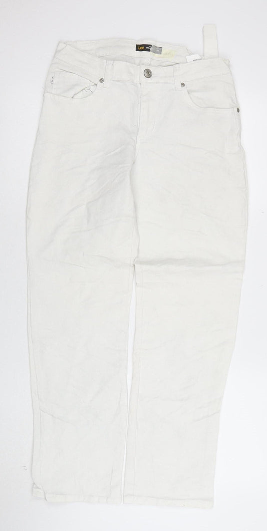Lee Women's White Straight Leg Mid Rise Stretch Jeans Size 6 Short