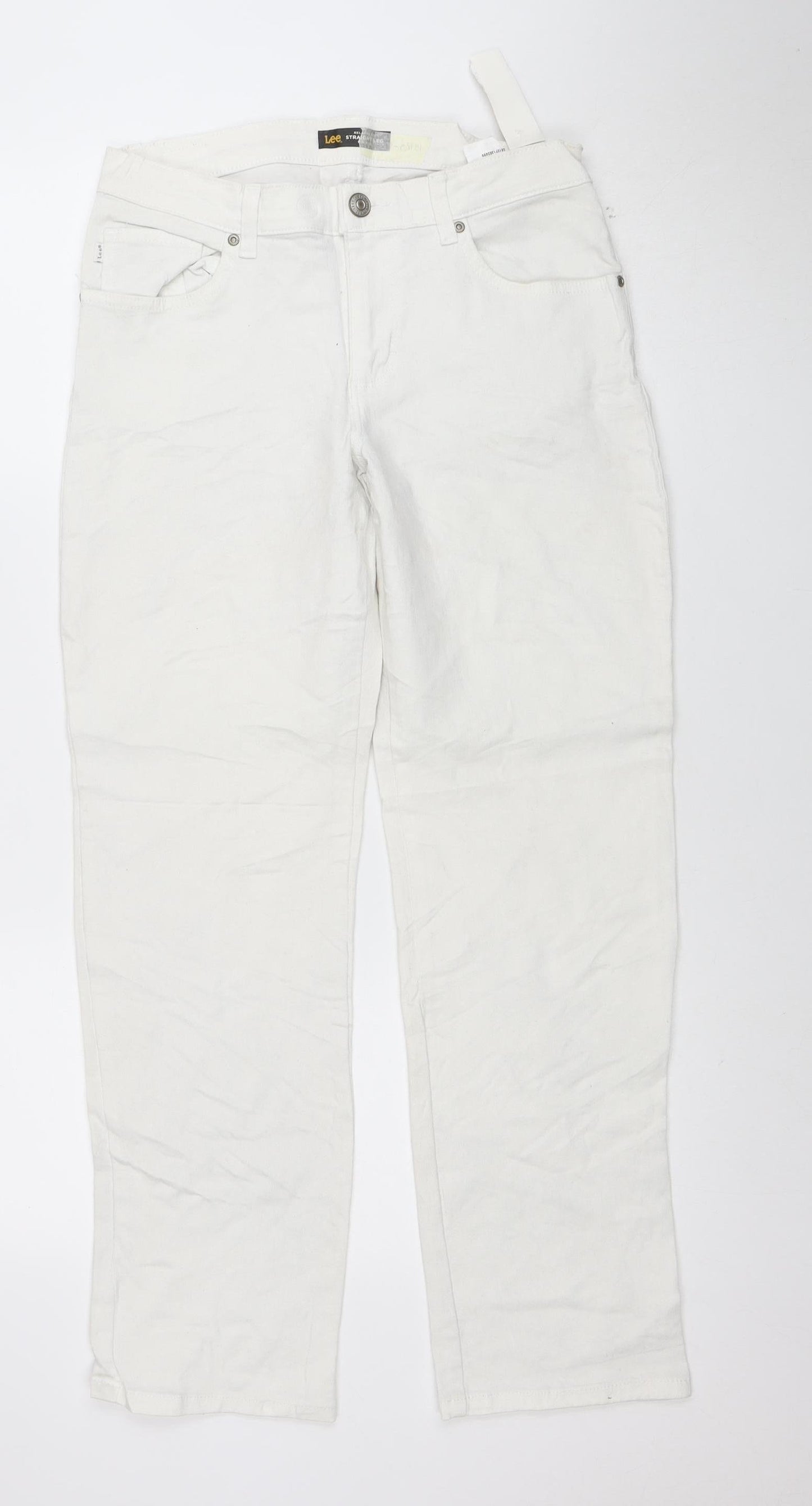 Lee Women's White Straight Leg Mid Rise Stretch Jeans Size 6 Short
