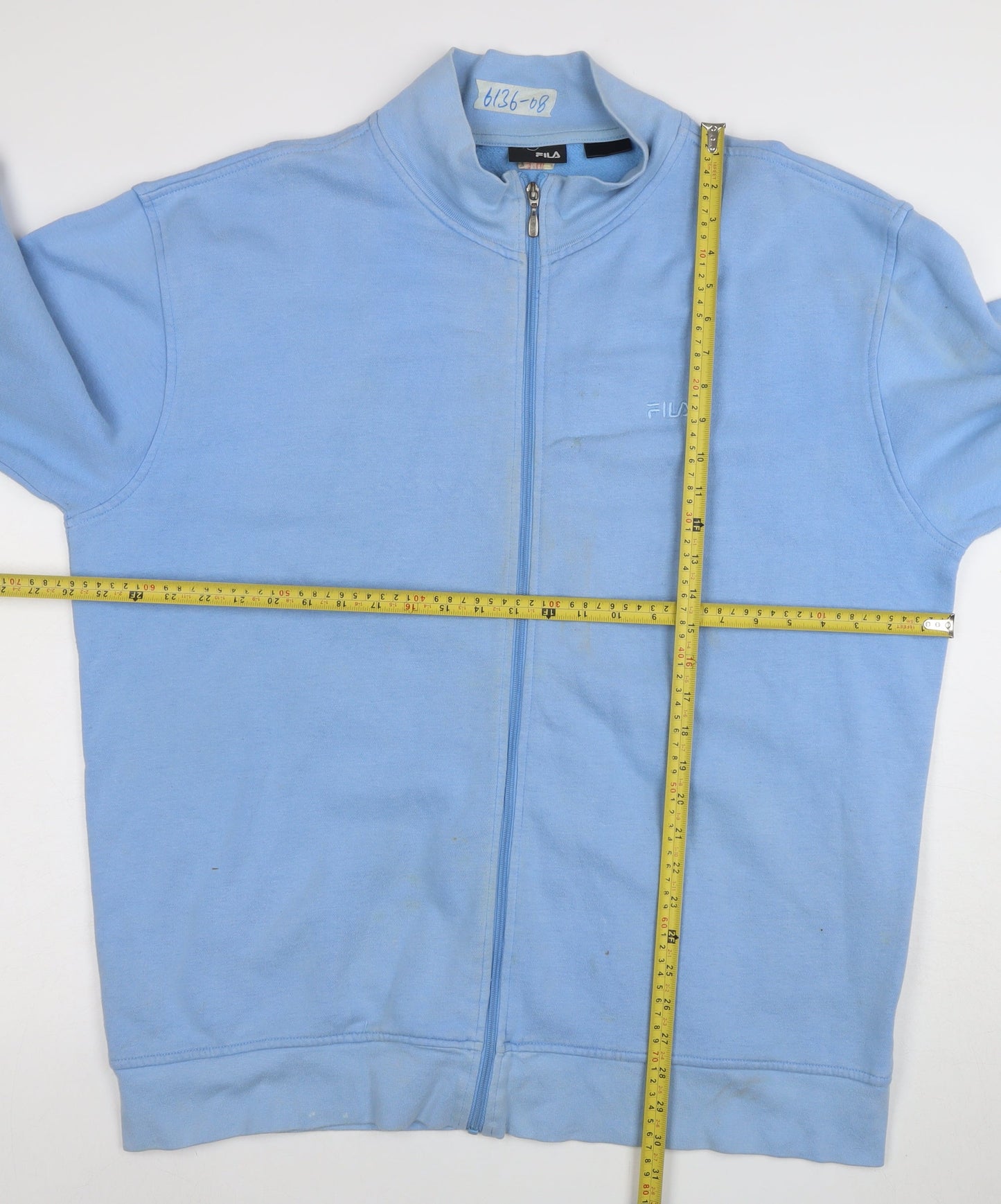 Fila Men Blue Full Zip Sweatshirt L Regular Fit Cotton Blend