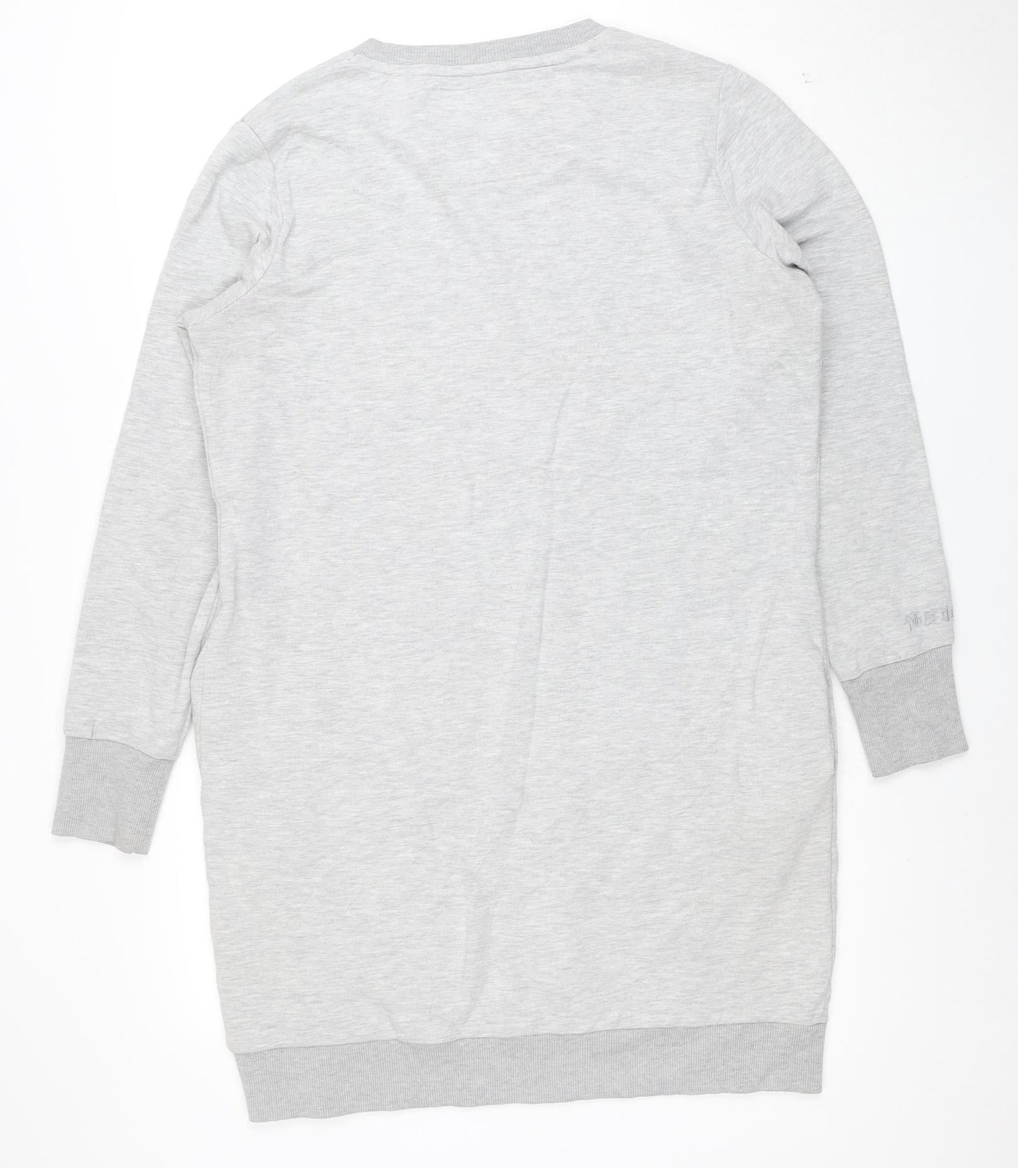 Superdry Women Grey Cotton Blend Long Sleeve T-Shirt Dress Size 14