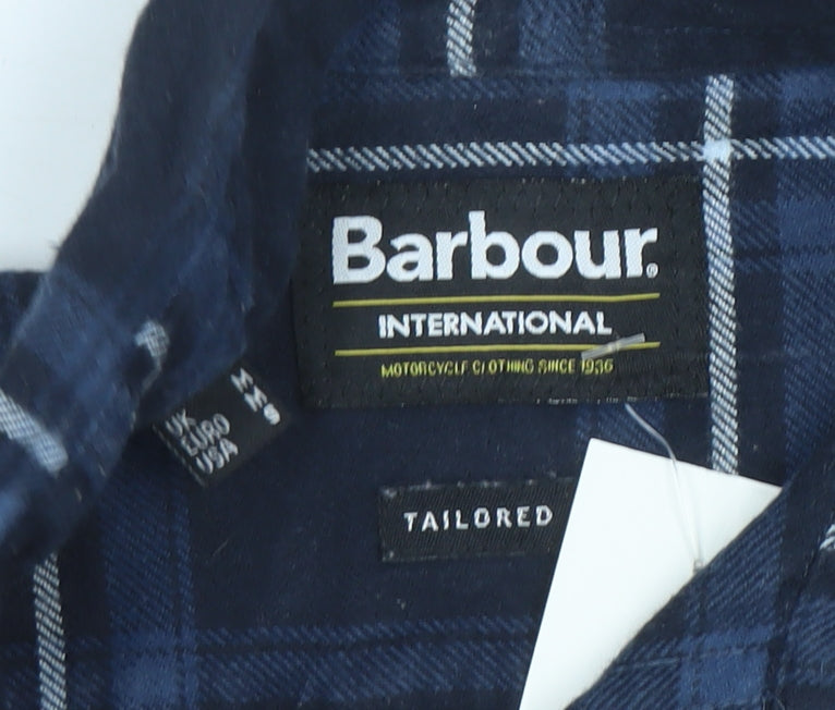 Barbour International Men's Blue Check Tailored Long Sleeve Cotton Shirt M