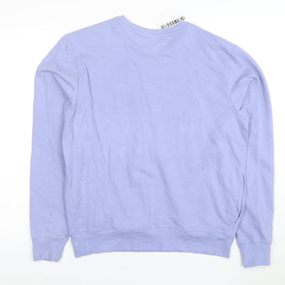 Close-up detail of Fila Women’s Lilac Cotton Blend Crew Neck Pullover Sweatshirt, size S